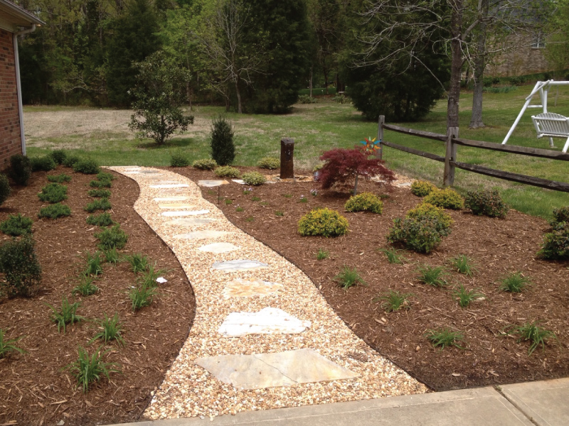 Crushed Stone Pathway with Landscaping