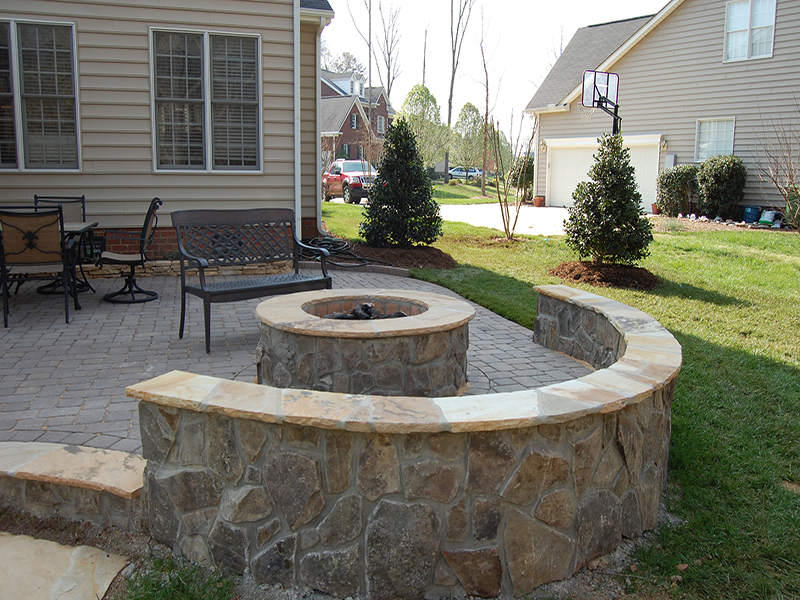 Patio with Wall and Firepit