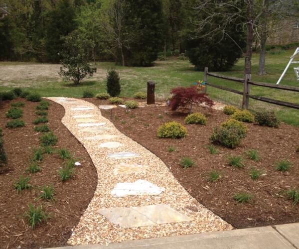 Crushed Stone Pathway with Landscaping
