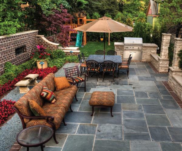 Patio with Outdoor Kitchen and Fireplace