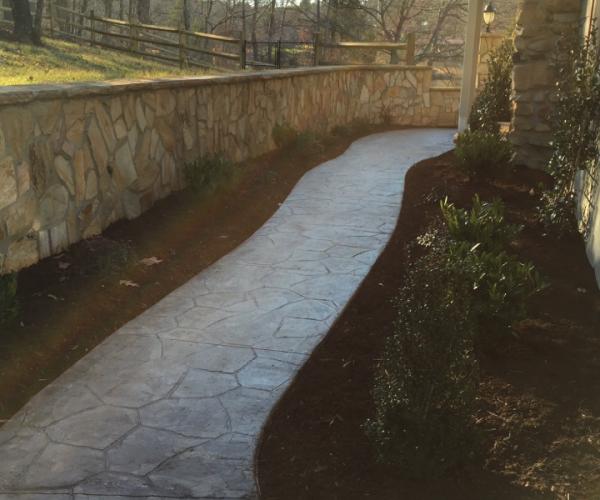 Stone Wall with Paver Walkway